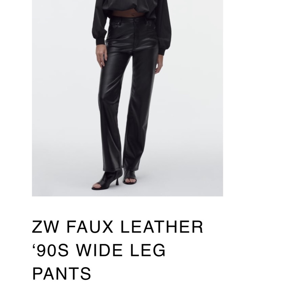 ZARA ZW FAUX LEATHER ‘90S WIDE LEG PANTS
BLACK
28 (US 6) NEW W TAGS